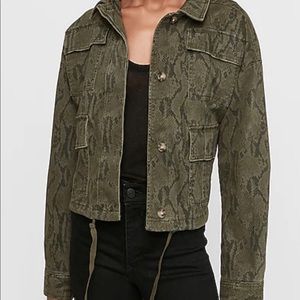 Green&black snake print jacket